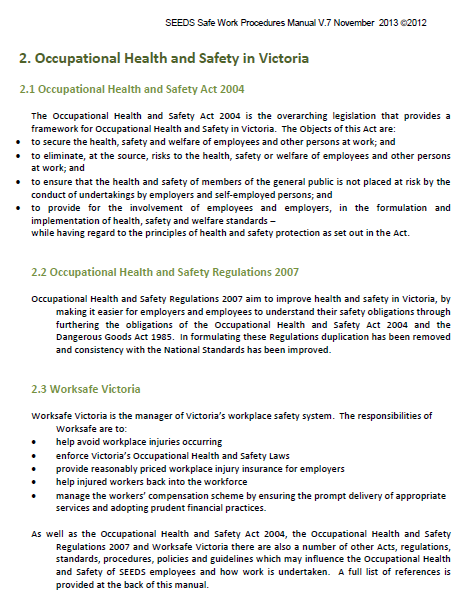Workplace ohs policy and procedure manual